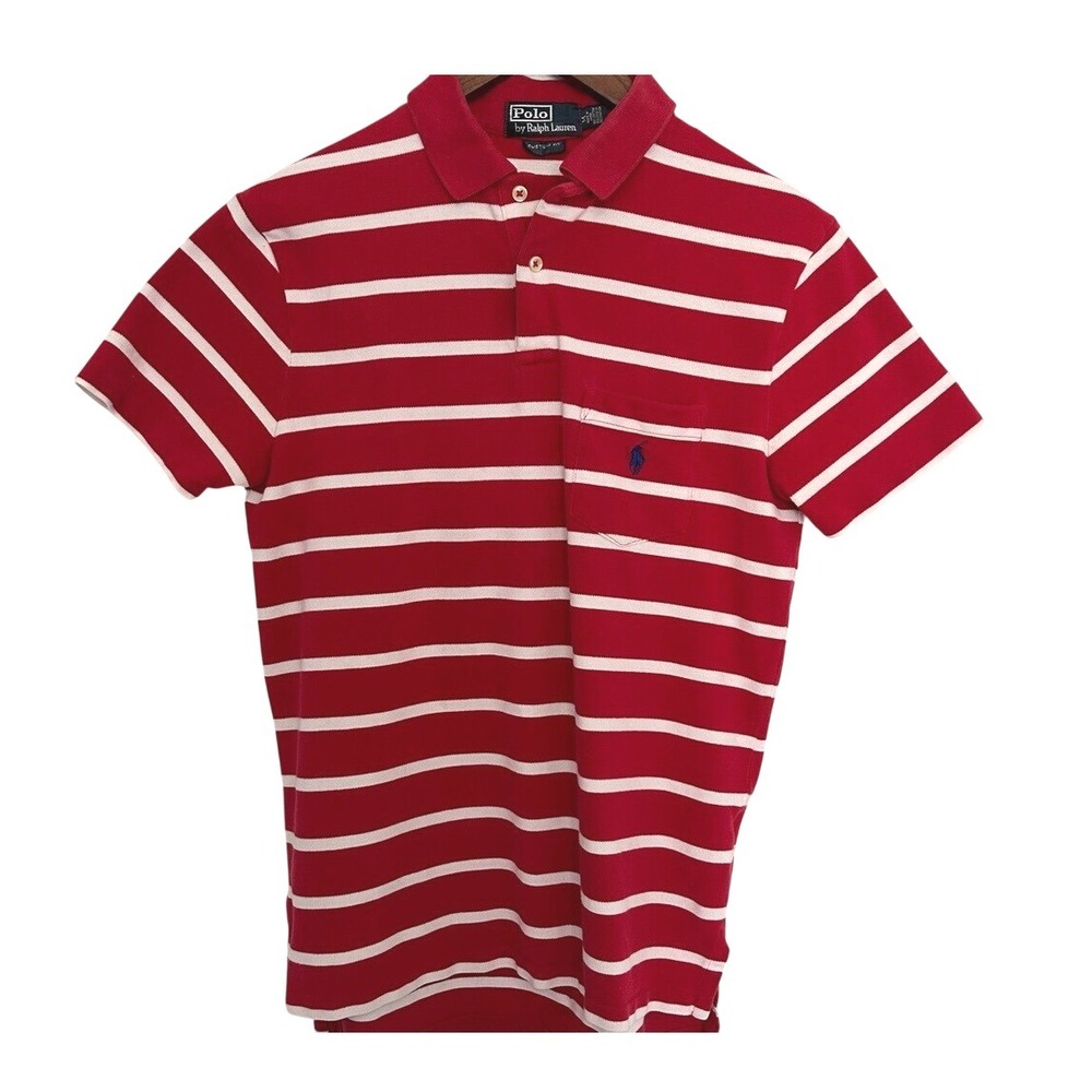 Polo Ralph Lauren Custom Fit knit short sleeve polo shirt‎ men's medium red